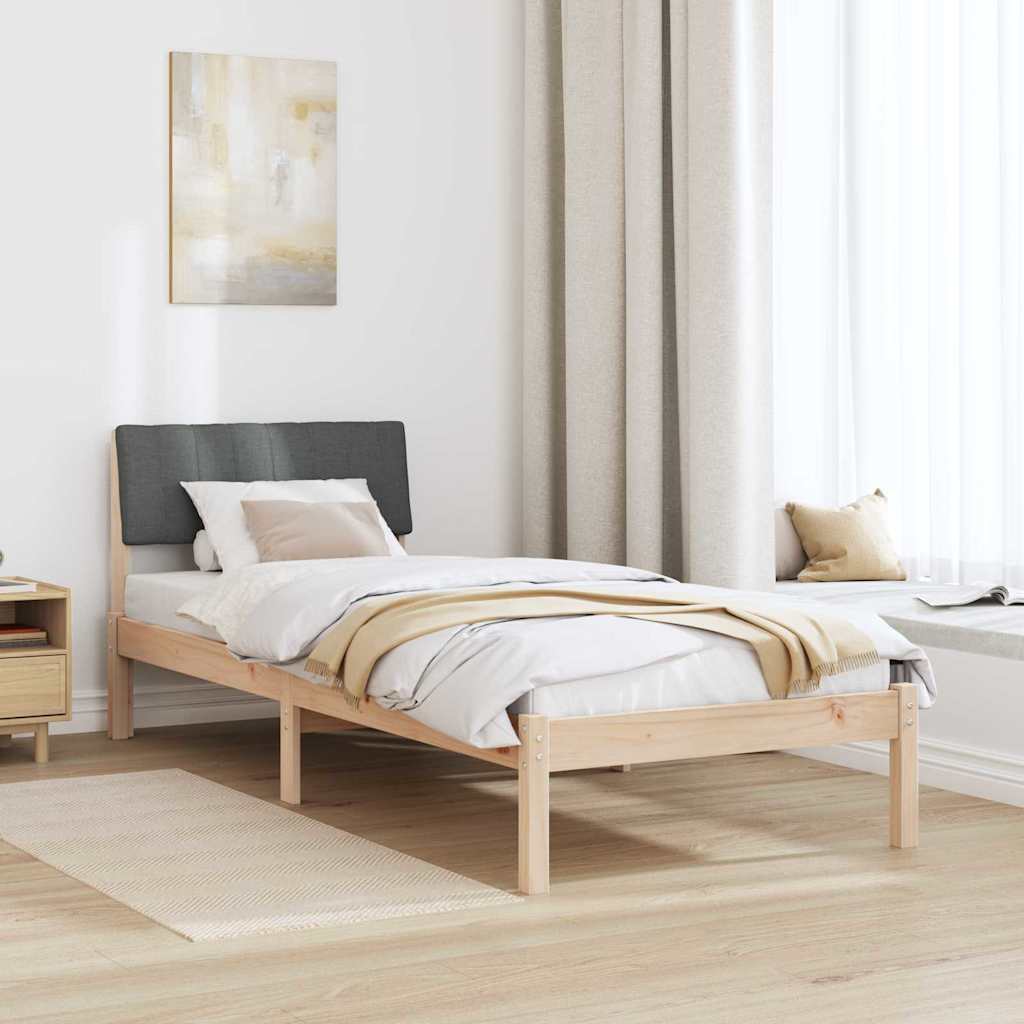 vidaXL Rama łóżka Z zagłówkiem brązowy i ciemnoszary 75 x 190 cm