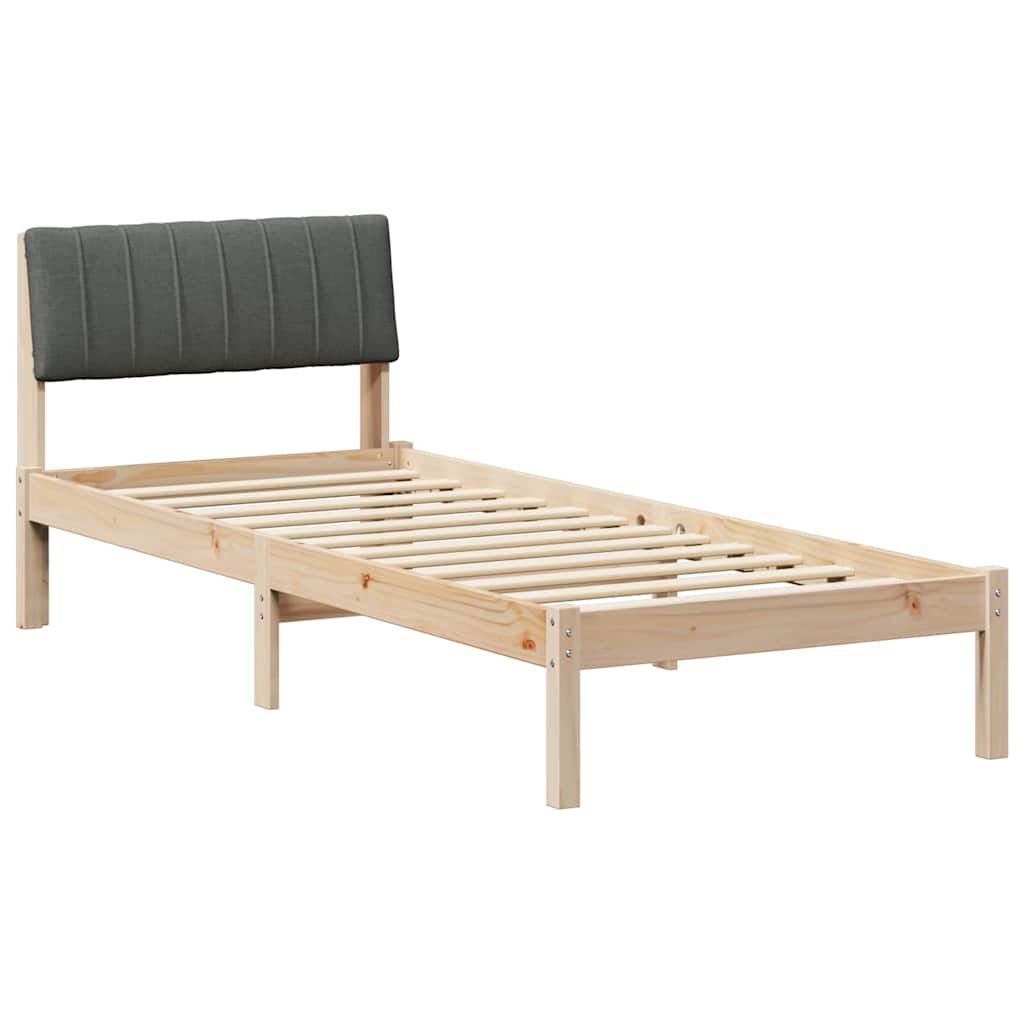 vidaXL Rama łóżka Z zagłówkiem brązowy i ciemnoszary 75 x 190 cm