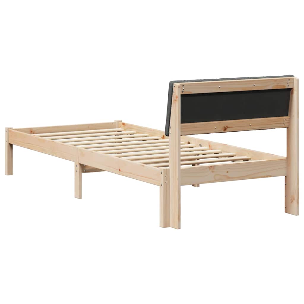 vidaXL Rama łóżka Z zagłówkiem brązowy i ciemnoszary 75 x 190 cm