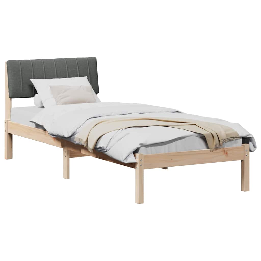vidaXL Rama łóżka Z zagłówkiem brązowy i ciemnoszary 75 x 190 cm