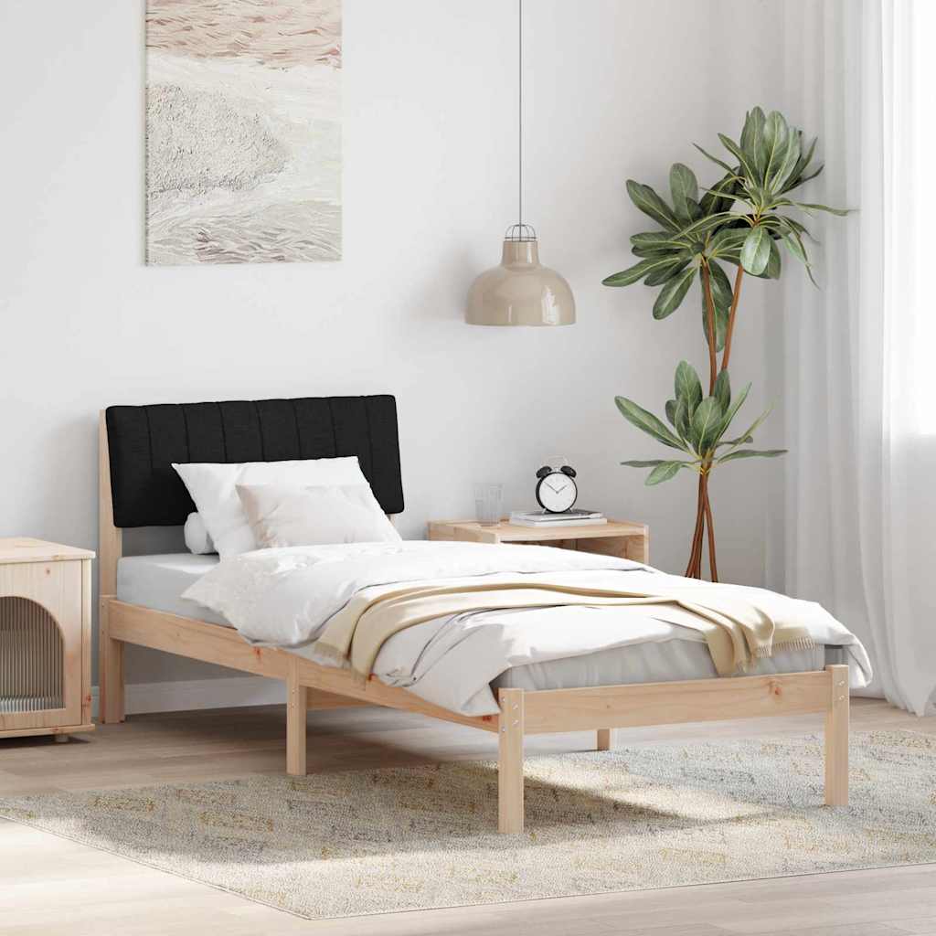 vidaXL Rama łóżka brązowo-czarny 75 x 190 cm Lite drewno sosnowe