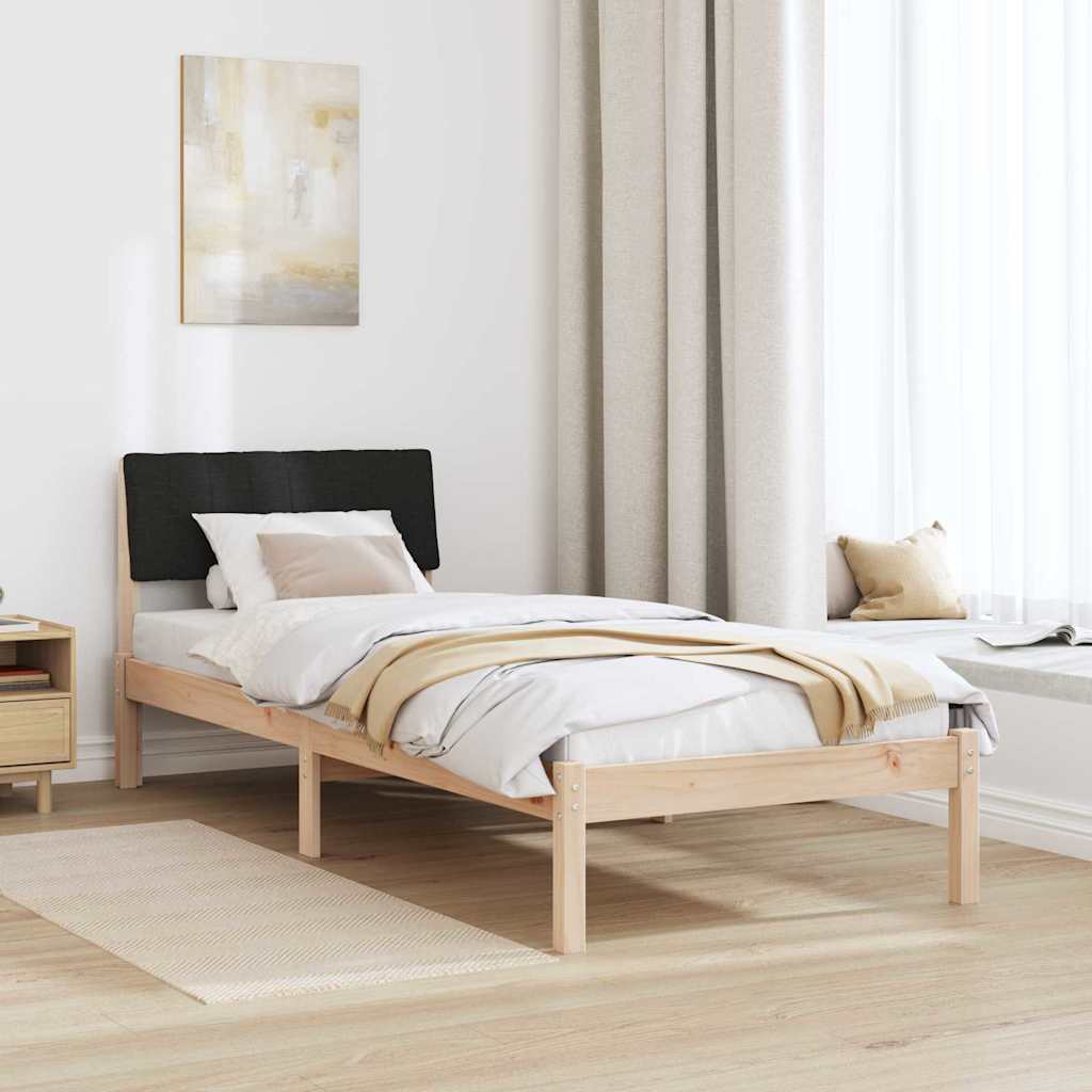 vidaXL Rama łóżka brązowo-czarny 75 x 190 cm Lite drewno sosnowe