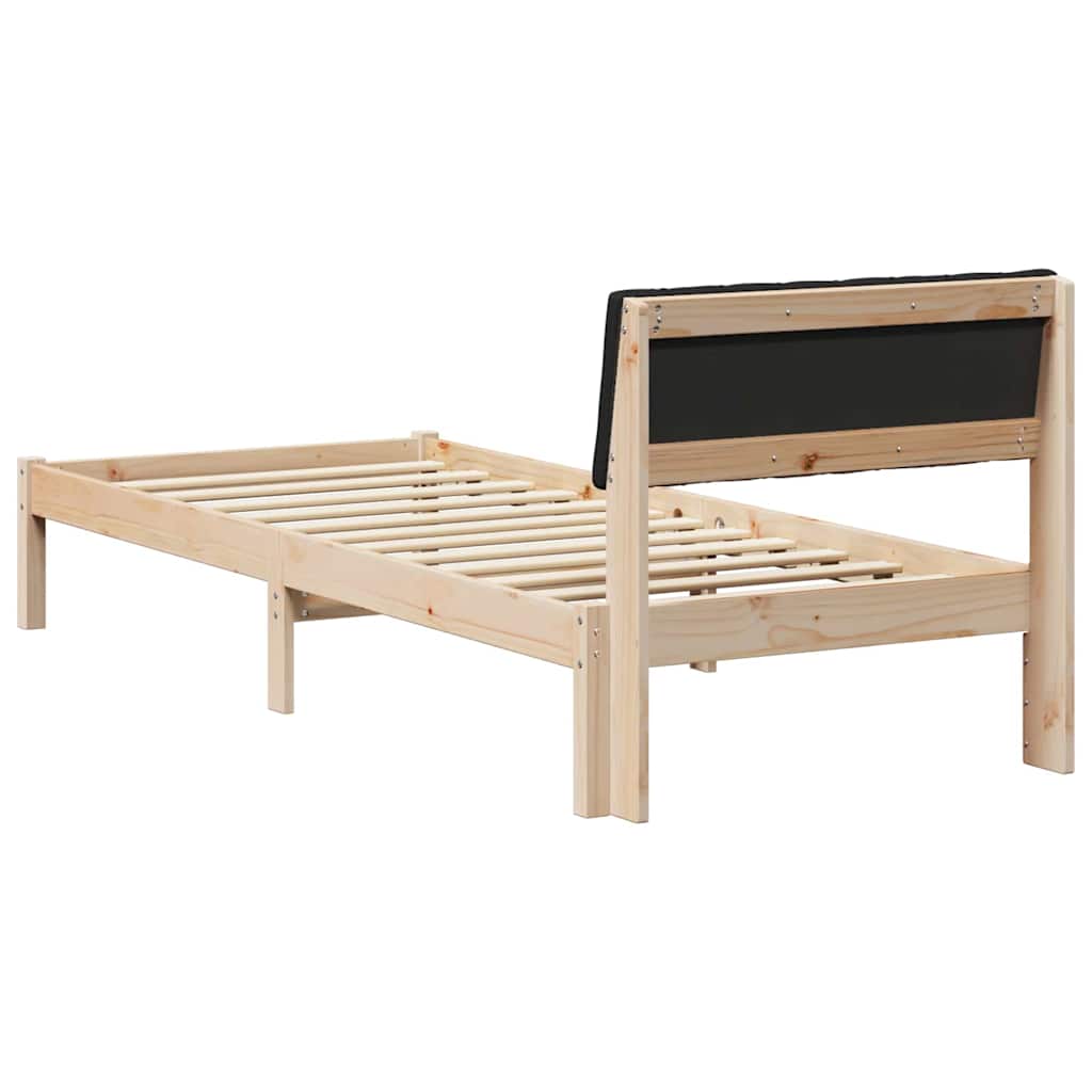 vidaXL Rama łóżka brązowo-czarny 75 x 190 cm Lite drewno sosnowe