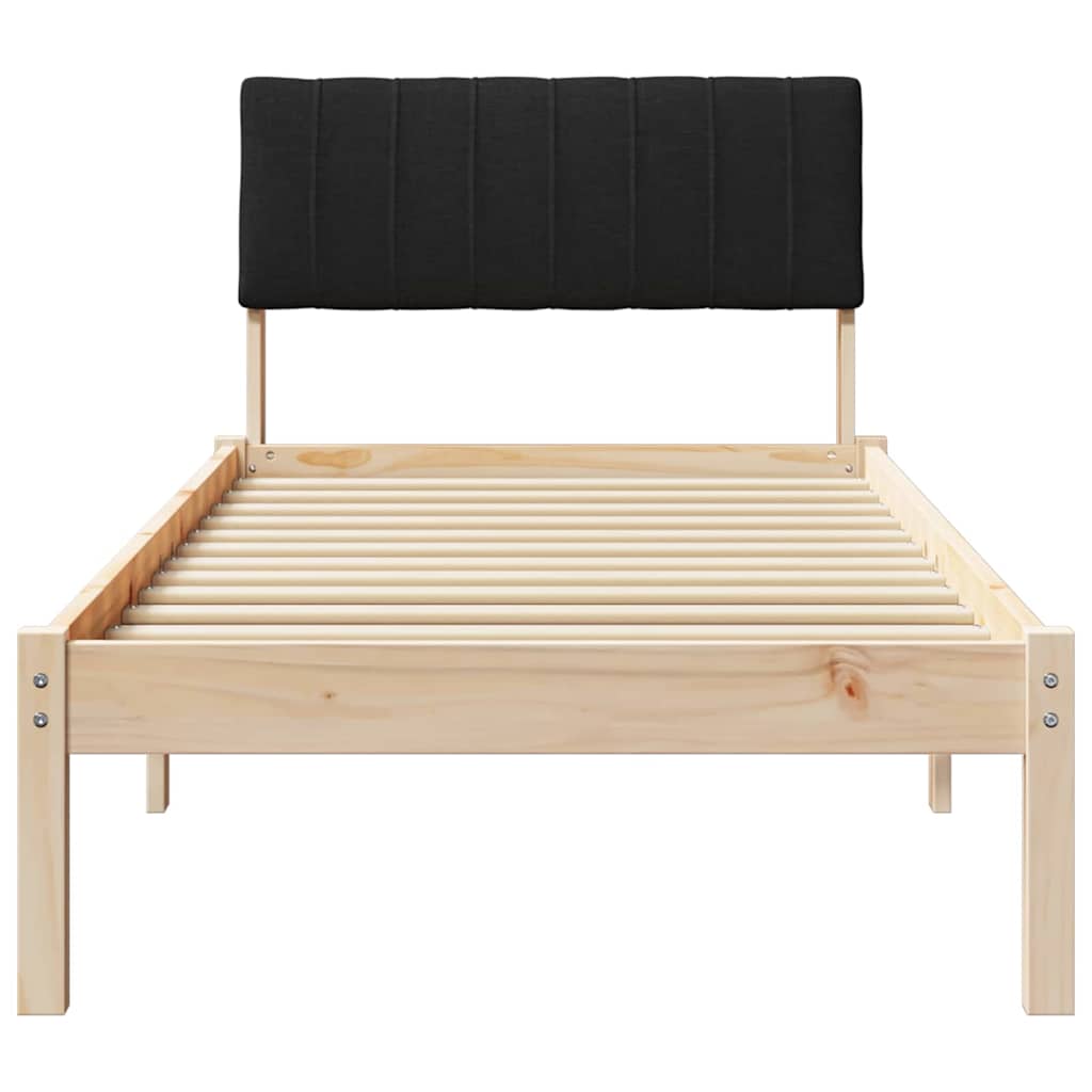 vidaXL Rama łóżka brązowo-czarny 75 x 190 cm Lite drewno sosnowe