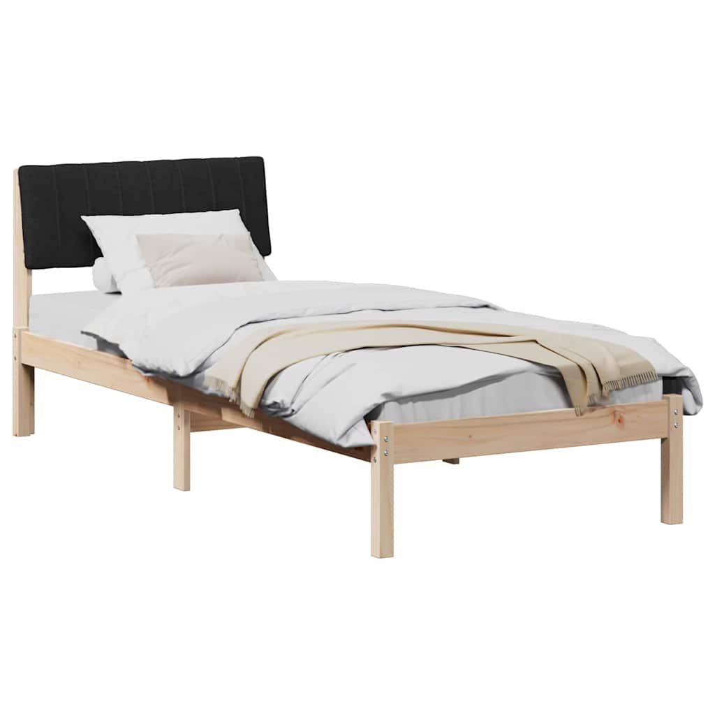 vidaXL Rama łóżka brązowo-czarny 75 x 190 cm Lite drewno sosnowe