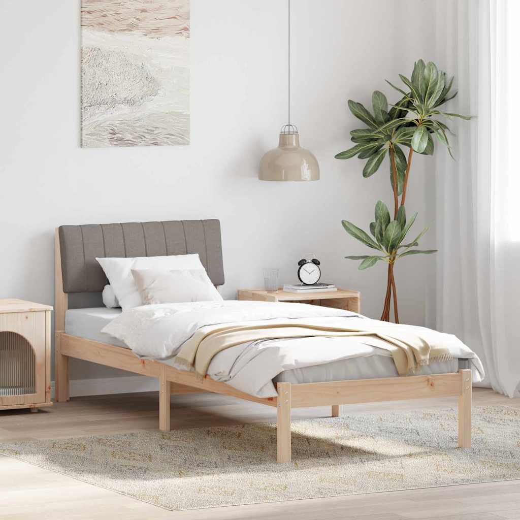 vidaXL Rama łóżka Brązowy i taupe 75 x 190 cm Lite drewno sosnowe
