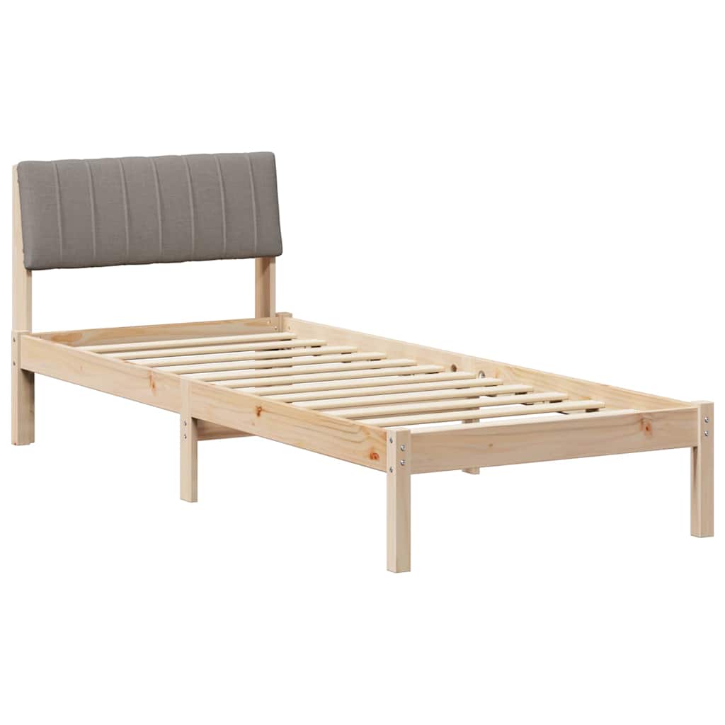 vidaXL Rama łóżka Brązowy i taupe 75 x 190 cm Lite drewno sosnowe