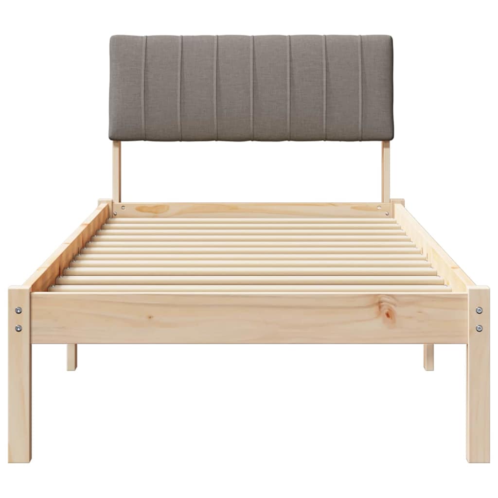 vidaXL Rama łóżka Brązowy i taupe 75 x 190 cm Lite drewno sosnowe