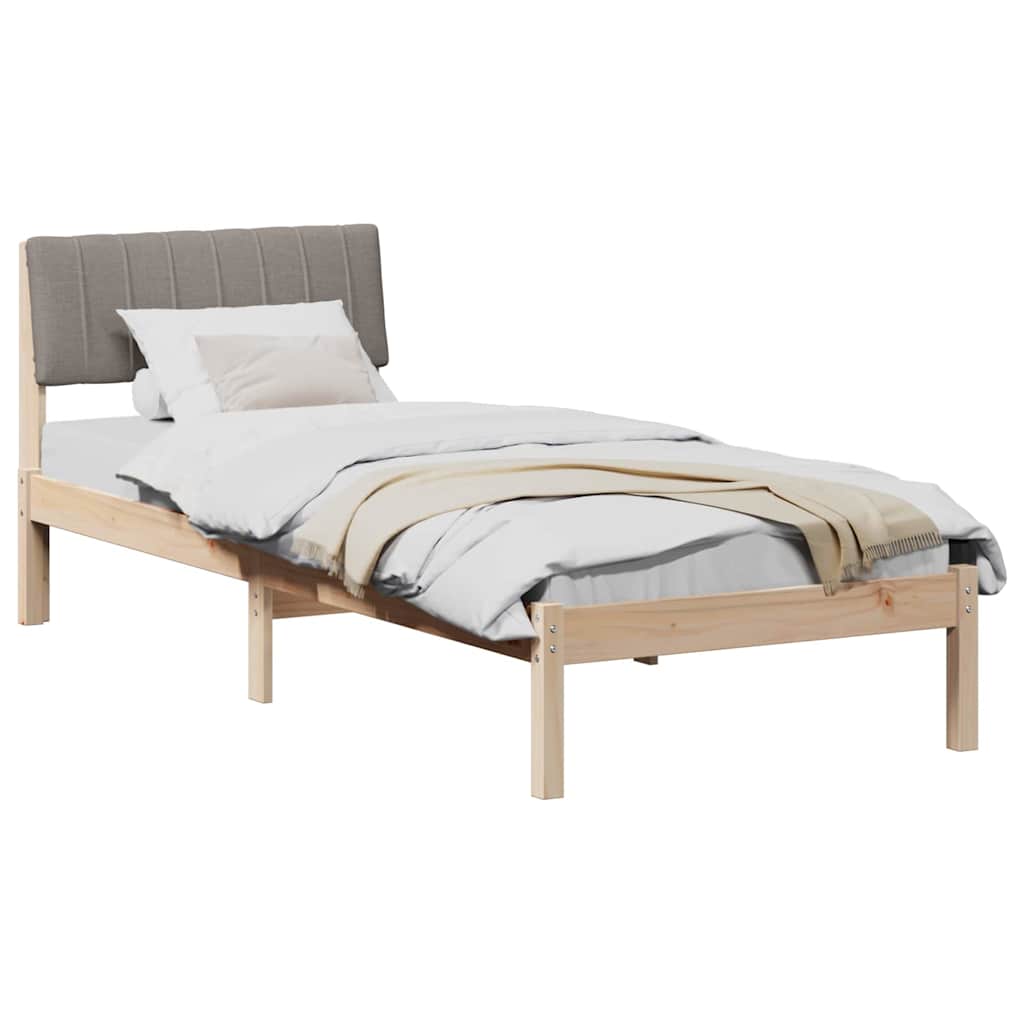 vidaXL Rama łóżka Brązowy i taupe 75 x 190 cm Lite drewno sosnowe