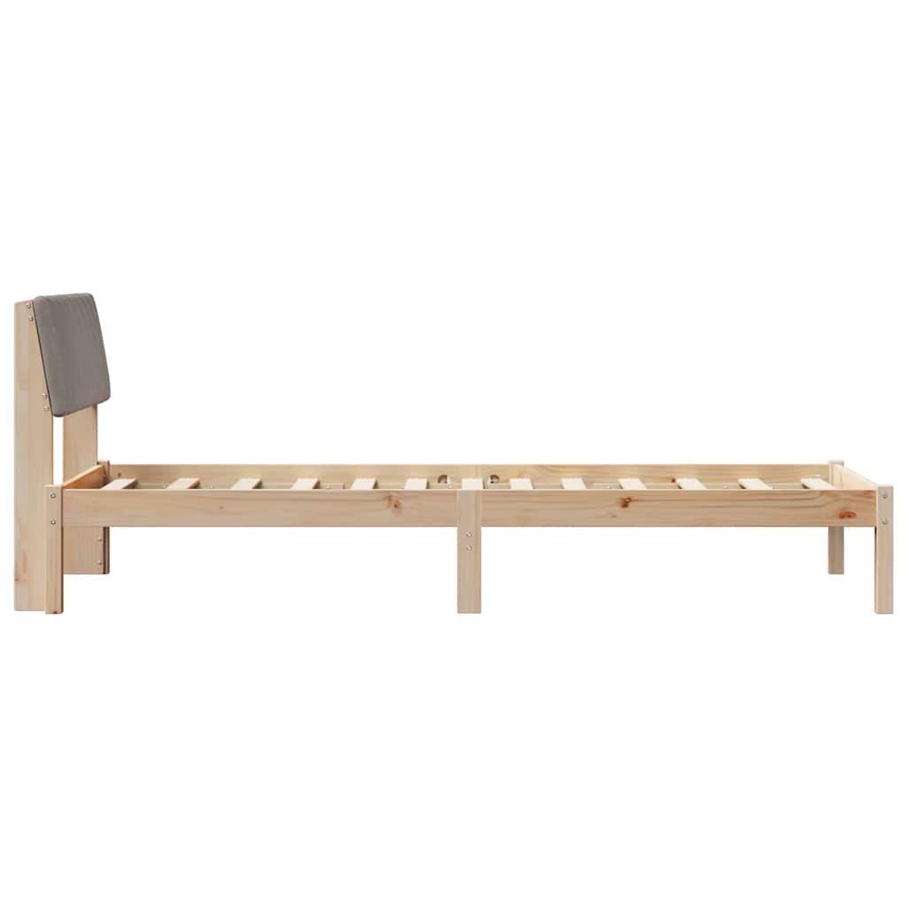 vidaXL Rama łóżka Brązowy i taupe 75 x 190 cm Lite drewno sosnowe