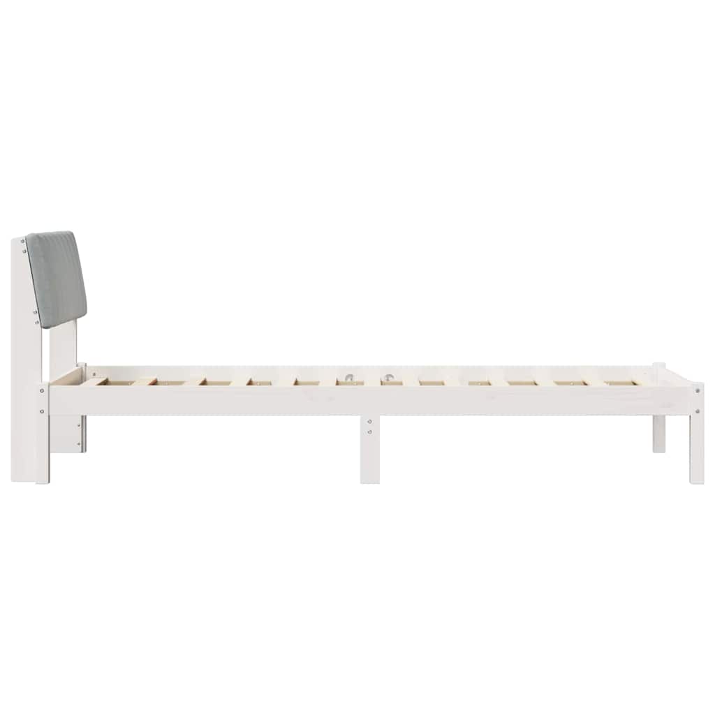 vidaXL Rama łóżka Biały i jasnoszary 75 x 190 cm Lite drewno sosnowe