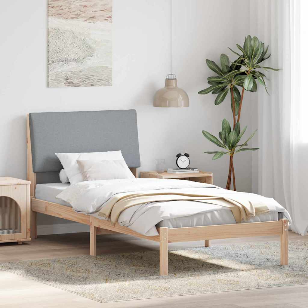 vidaXL Rama łóżka Z zagłówkiem Brązowy i jasnoszary 100 x 200 cm