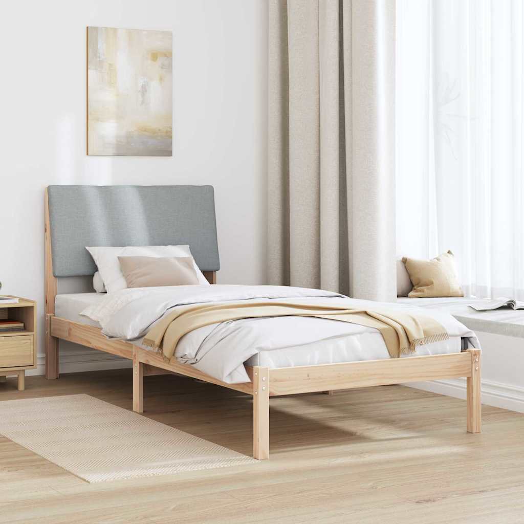 vidaXL Rama łóżka Z zagłówkiem Brązowy i jasnoszary 100 x 200 cm
