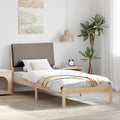 vidaXL Rama łóżka Brązowy i taupe 100 x 200 cm Lite drewno sosnowe