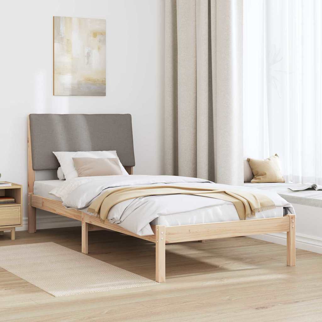vidaXL Rama łóżka Brązowy i taupe 100 x 200 cm Lite drewno sosnowe