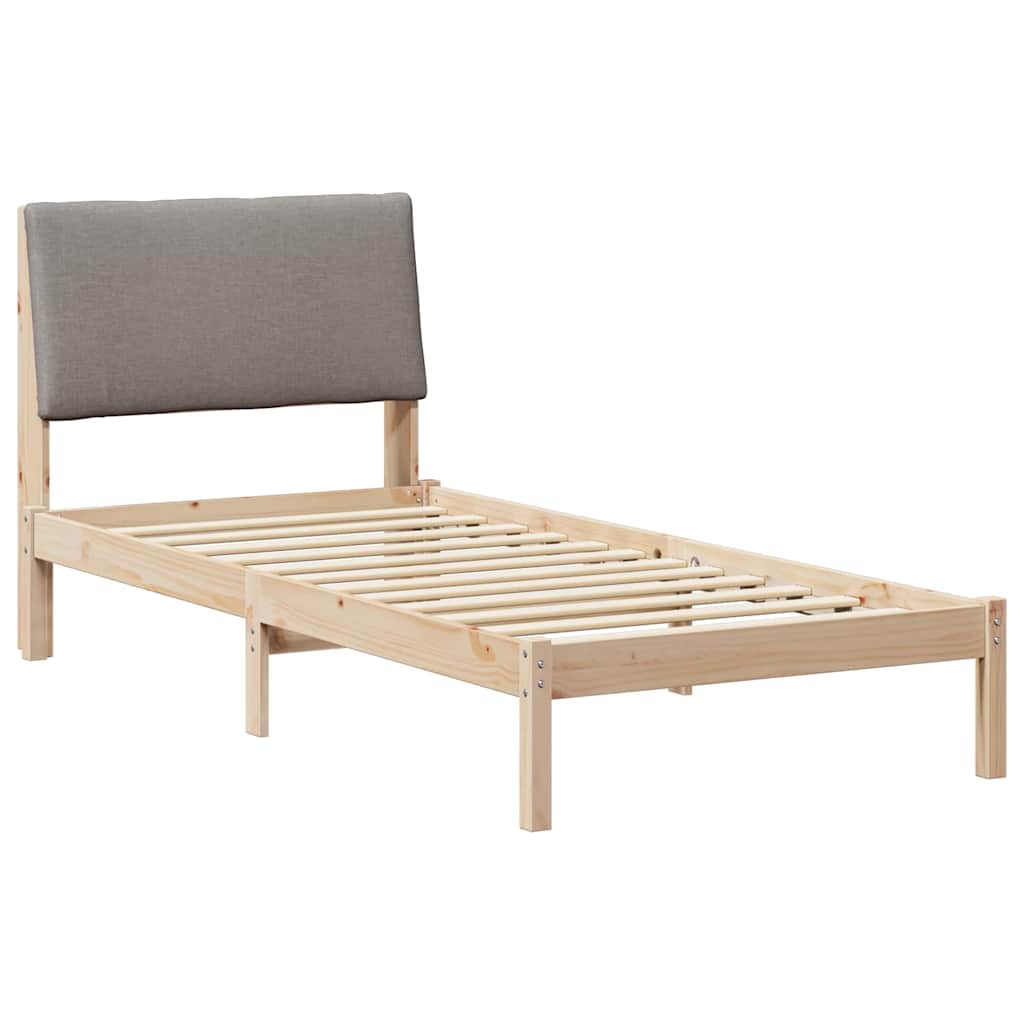 vidaXL Rama łóżka Brązowy i taupe 100 x 200 cm Lite drewno sosnowe