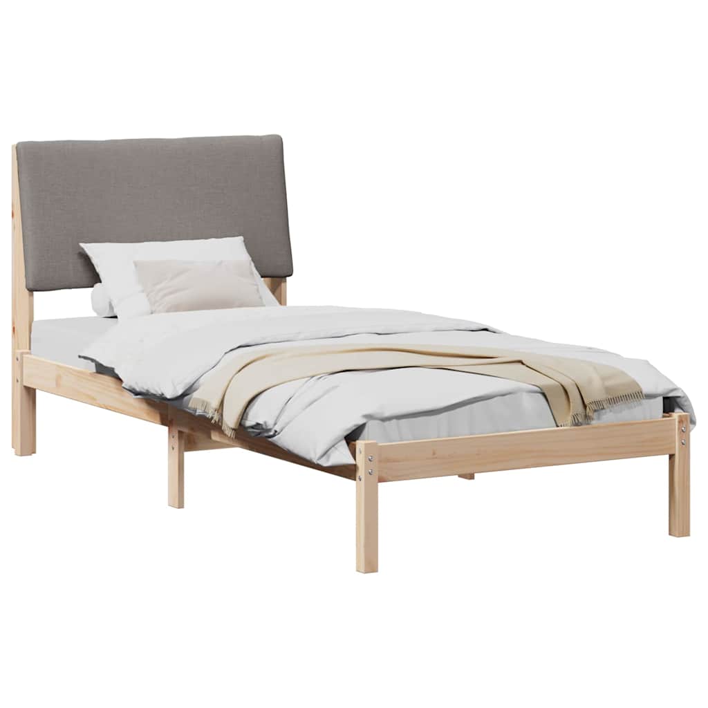 vidaXL Rama łóżka Brązowy i taupe 100 x 200 cm Lite drewno sosnowe