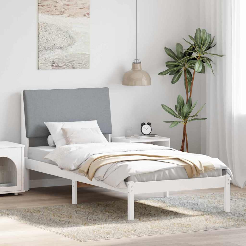 vidaXL Rama łóżka Biały i jasnoszary 100 x 200 cm Lite drewno sosnowe
