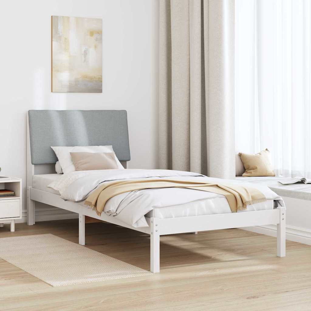 vidaXL Rama łóżka Biały i jasnoszary 100 x 200 cm Lite drewno sosnowe