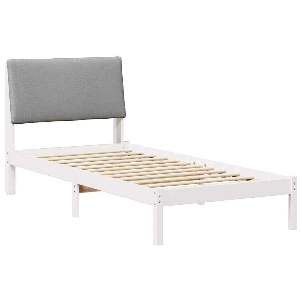 vidaXL Rama łóżka Biały i jasnoszary 100 x 200 cm Lite drewno sosnowe