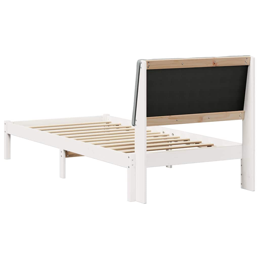vidaXL Rama łóżka Biały i jasnoszary 100 x 200 cm Lite drewno sosnowe