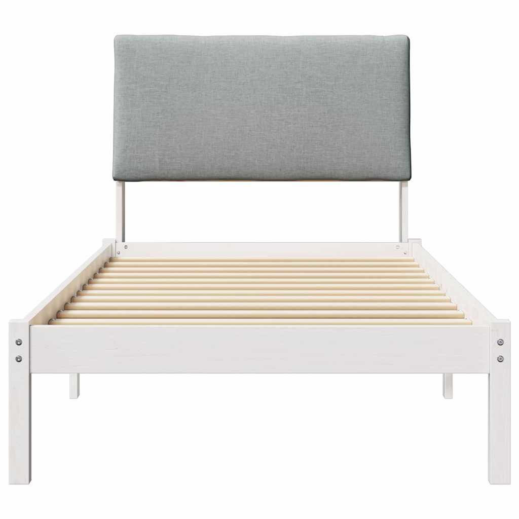 vidaXL Rama łóżka Biały i jasnoszary 100 x 200 cm Lite drewno sosnowe