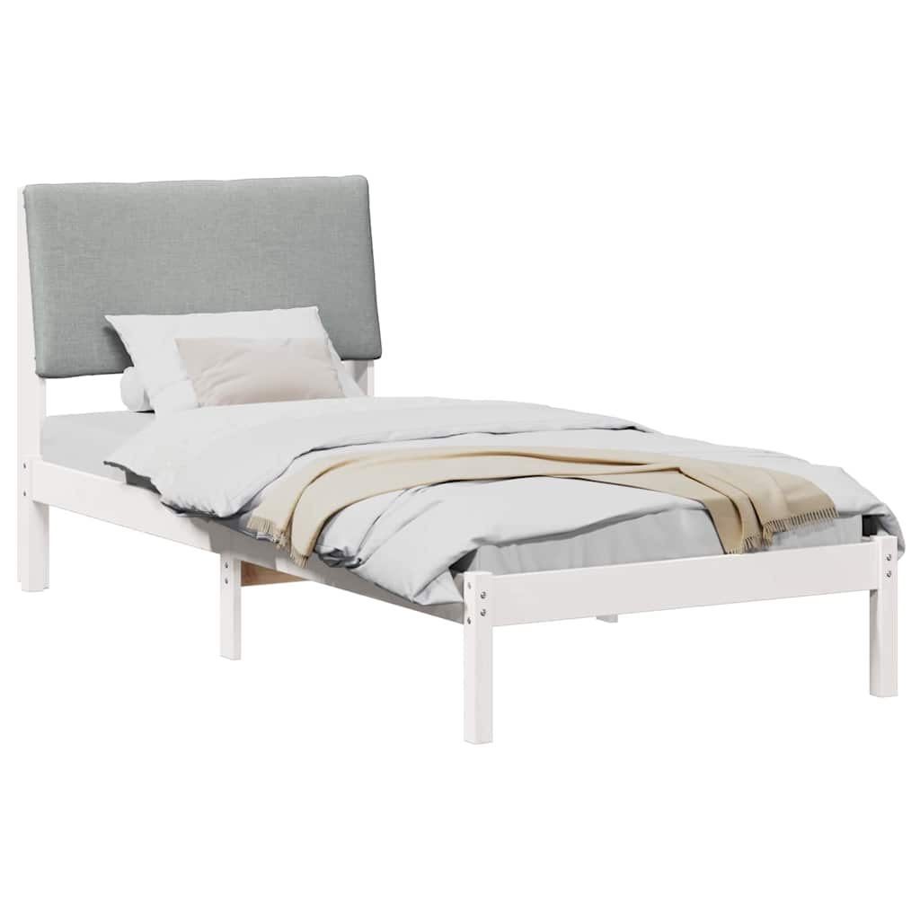 vidaXL Rama łóżka Biały i jasnoszary 100 x 200 cm Lite drewno sosnowe