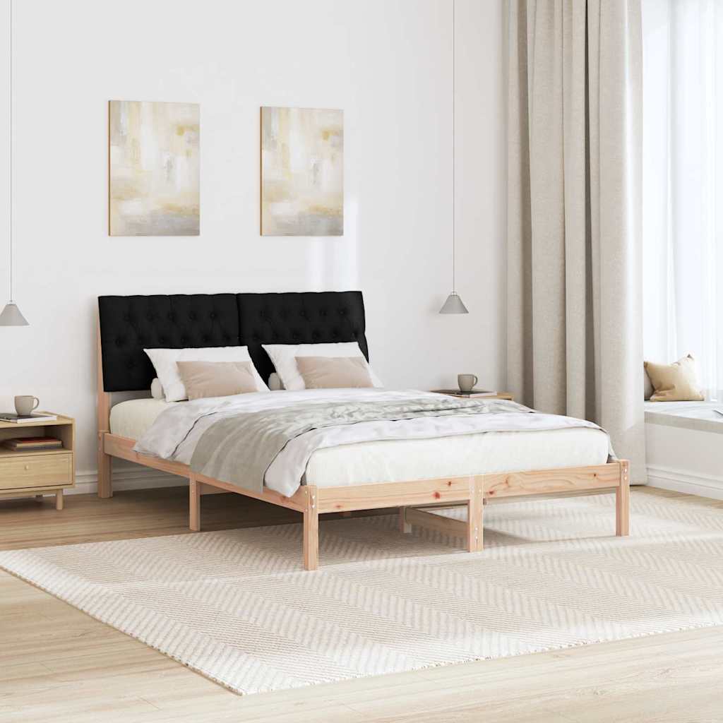 vidaXL Ramka łóżka z tapicerowanym wezgłowiem Brązowy 135 x 190 cm