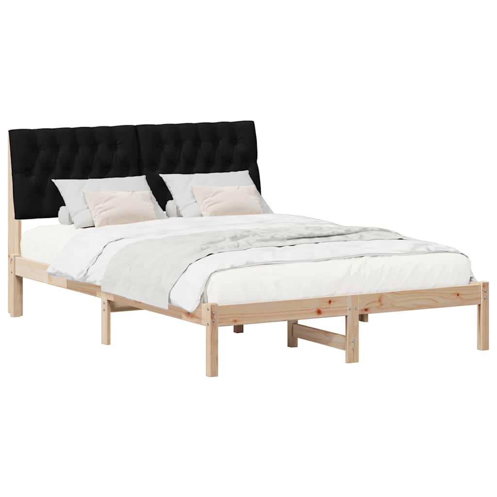 vidaXL Ramka łóżka z tapicerowanym wezgłowiem Brązowy 135 x 190 cm
