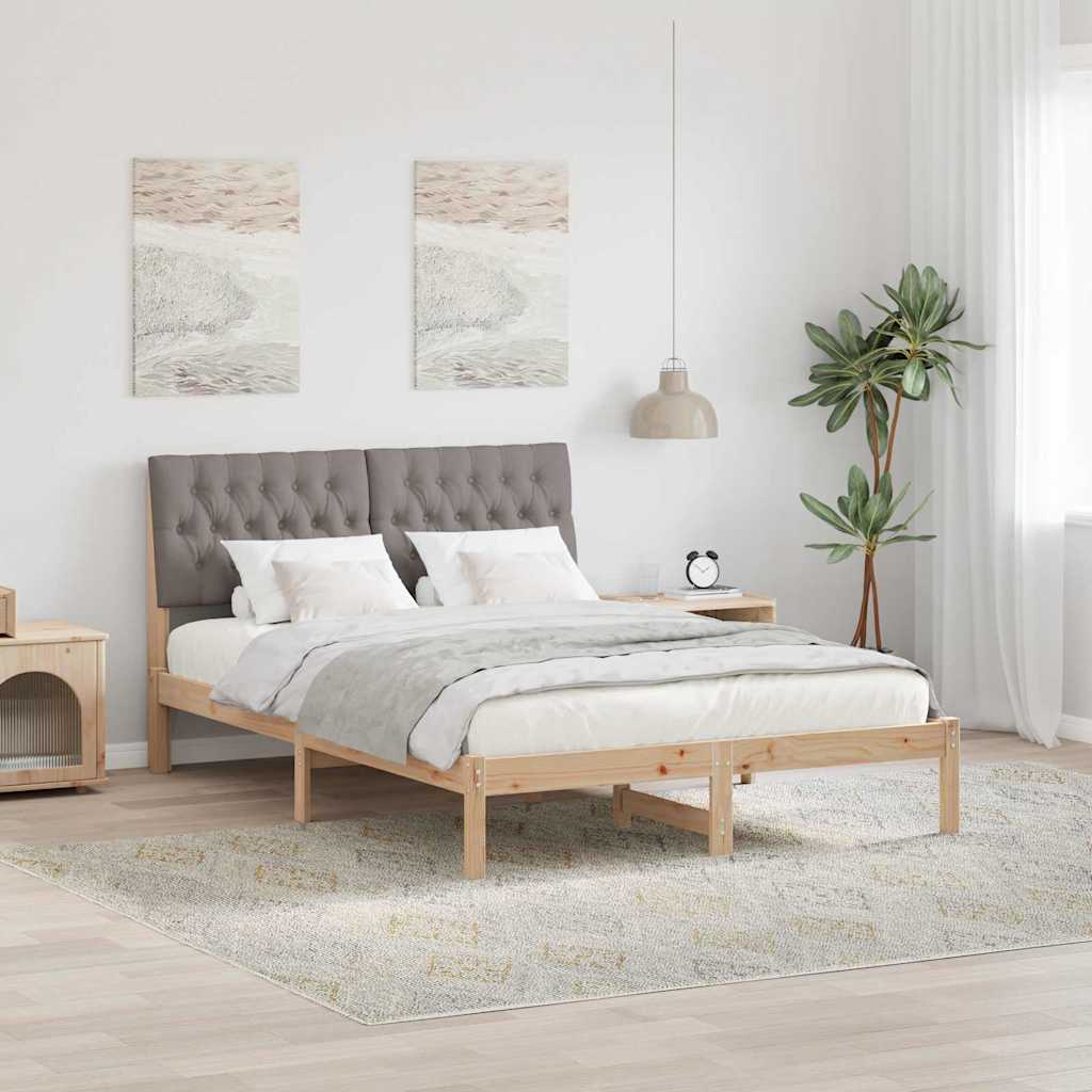 vidaXL Ramka łóżka z tapicerowanym wezgłowiem Brązowy 135 x 190 cm