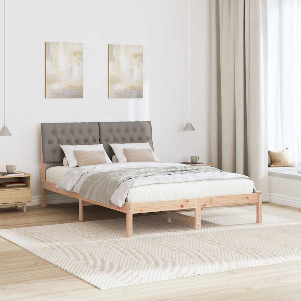 vidaXL Ramka łóżka z tapicerowanym wezgłowiem Brązowy 135 x 190 cm