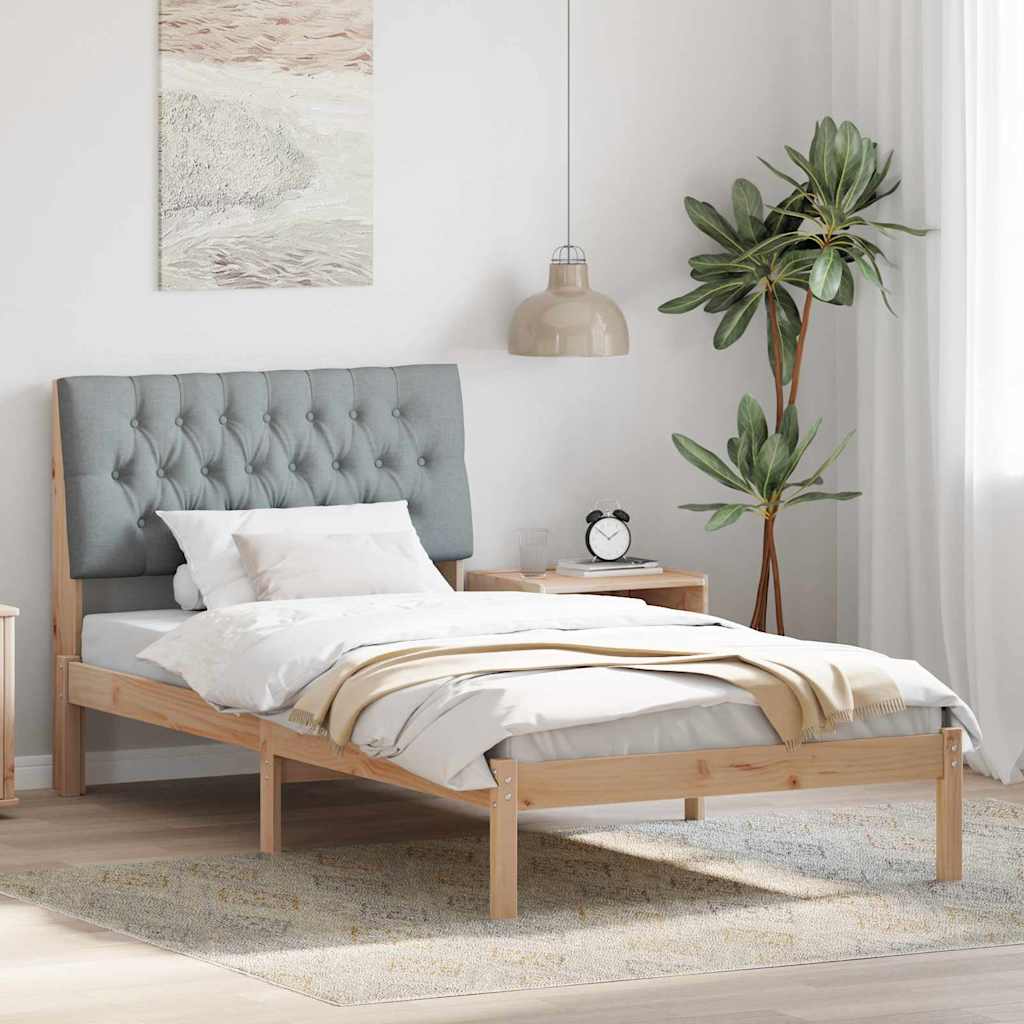 vidaXL Ramka łóżka z tapicerowanym wezgłowiem Brązowy 100 x 200 cm