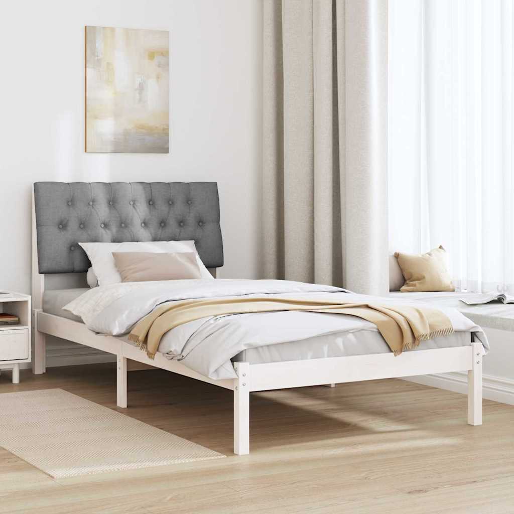 vidaXL Ramka łóżka z tapicerowanym wezgłowiem Biały 100 x 200 cm