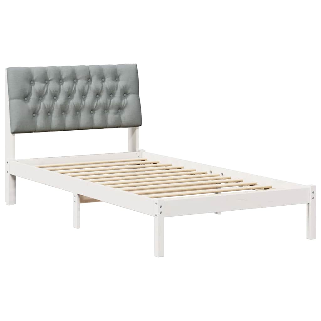 vidaXL Ramka łóżka z tapicerowanym wezgłowiem Biały 100 x 200 cm