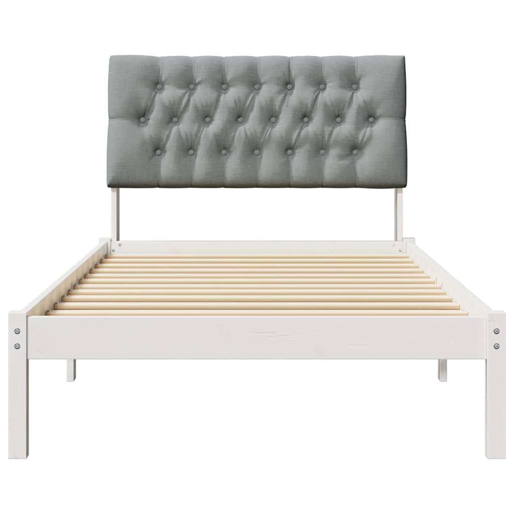vidaXL Ramka łóżka z tapicerowanym wezgłowiem Biały 100 x 200 cm