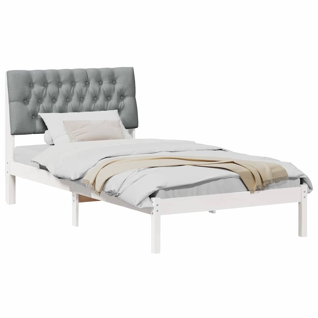 vidaXL Ramka łóżka z tapicerowanym wezgłowiem Biały 100 x 200 cm
