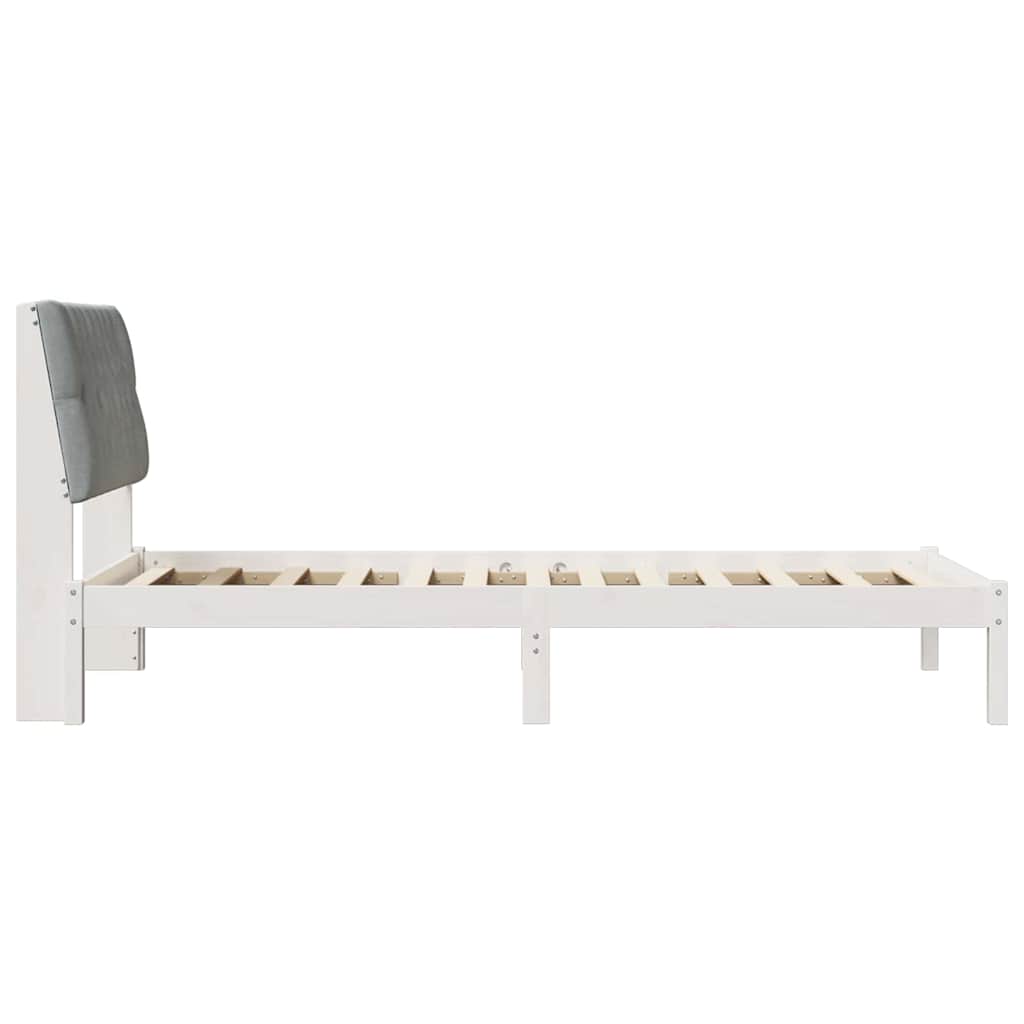 vidaXL Ramka łóżka z tapicerowanym wezgłowiem Biały 100 x 200 cm