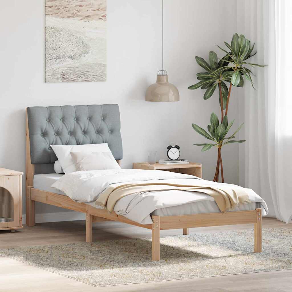 vidaXL Ramka łóżka z tapicerowanym wezgłowiem Brązowy 75 x 190 cm