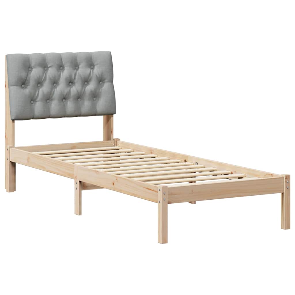 vidaXL Ramka łóżka z tapicerowanym wezgłowiem Brązowy 75 x 190 cm