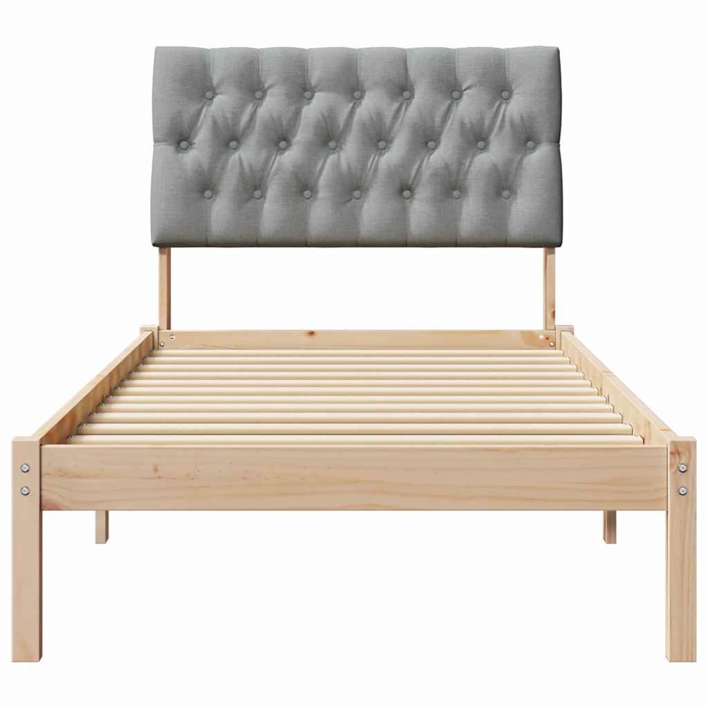 vidaXL Ramka łóżka z tapicerowanym wezgłowiem Brązowy 75 x 190 cm
