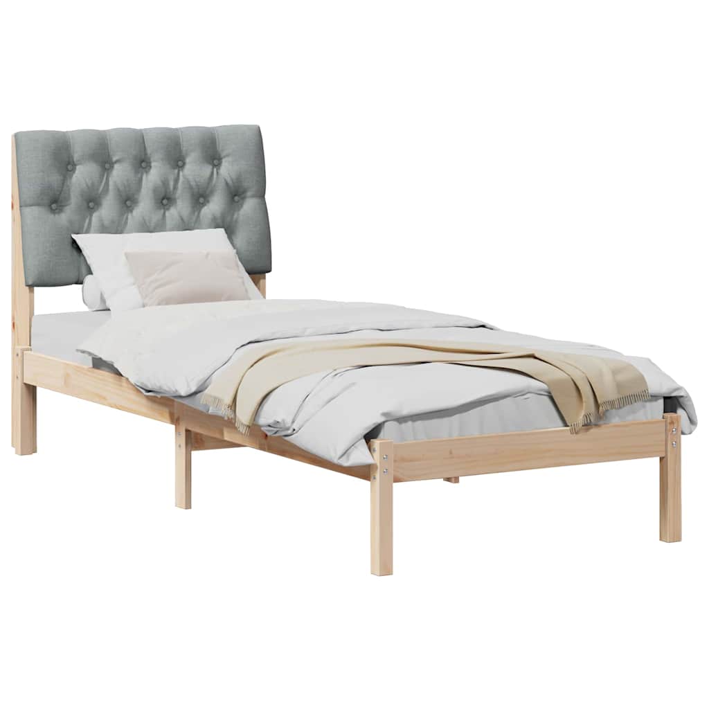 vidaXL Ramka łóżka z tapicerowanym wezgłowiem Brązowy 75 x 190 cm