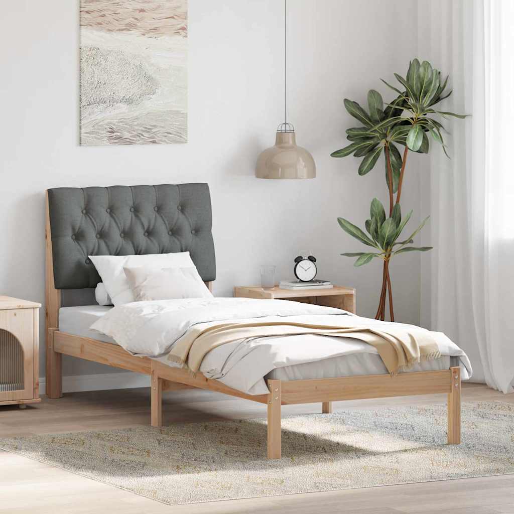 vidaXL Ramka łóżka z tapicerowanym wezgłowiem Brązowy 75 x 190 cm