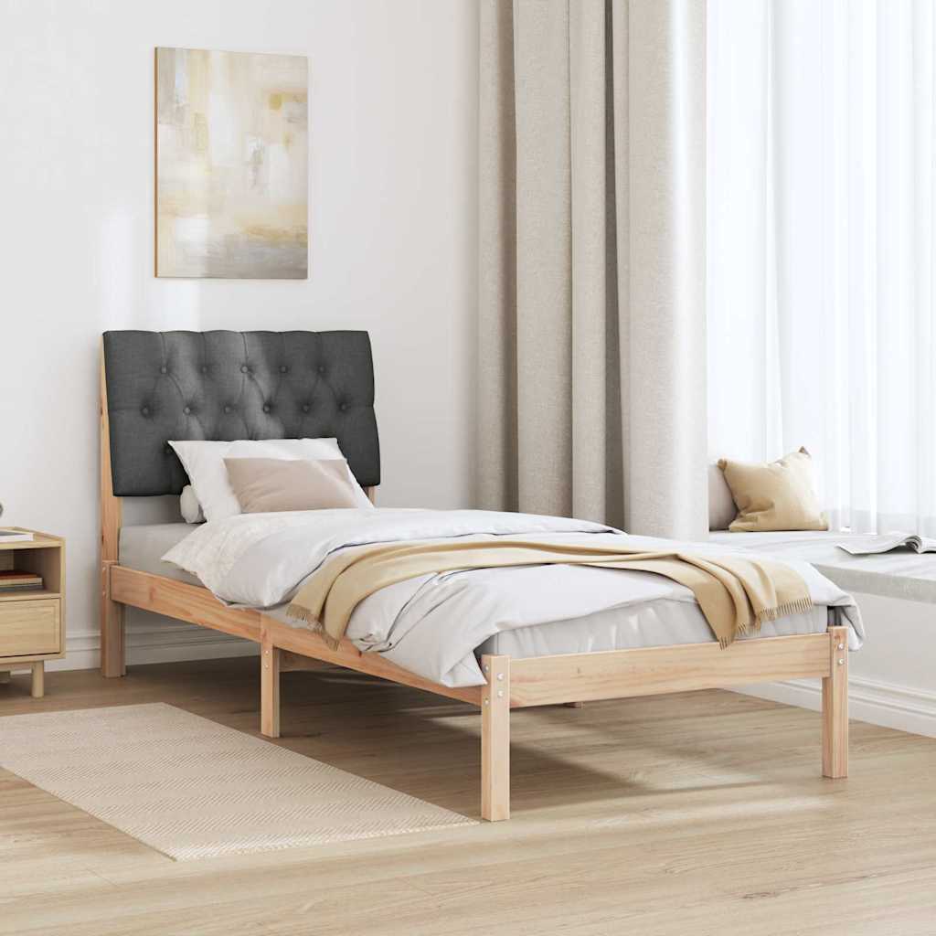 vidaXL Ramka łóżka z tapicerowanym wezgłowiem Brązowy 75 x 190 cm