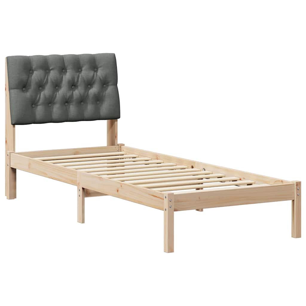 vidaXL Ramka łóżka z tapicerowanym wezgłowiem Brązowy 75 x 190 cm