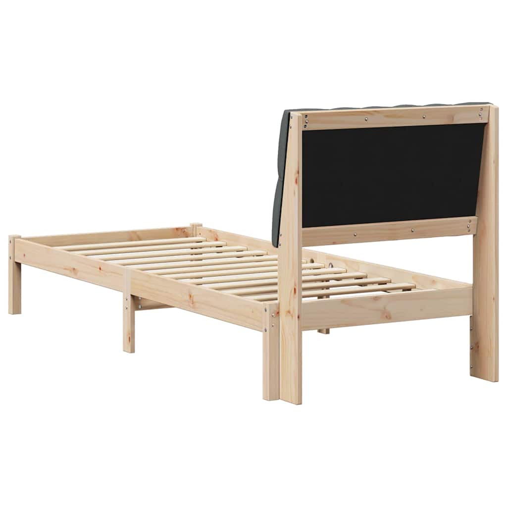 vidaXL Ramka łóżka z tapicerowanym wezgłowiem Brązowy 75 x 190 cm