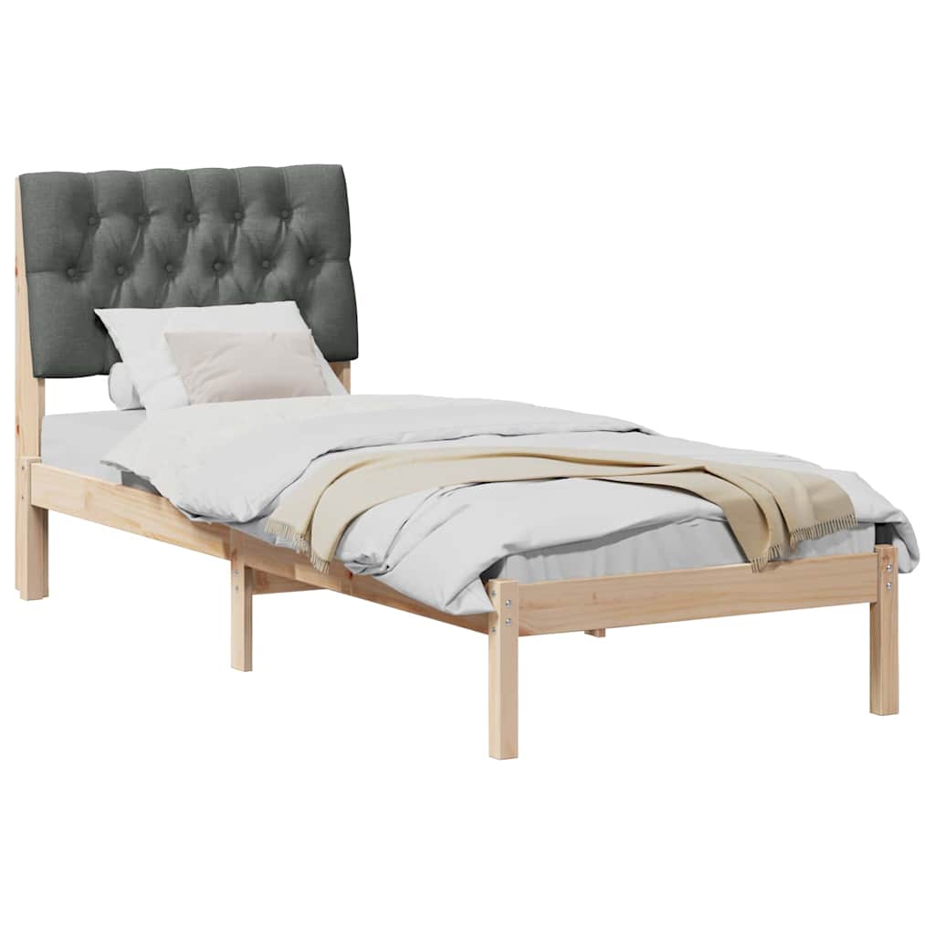 vidaXL Ramka łóżka z tapicerowanym wezgłowiem Brązowy 75 x 190 cm