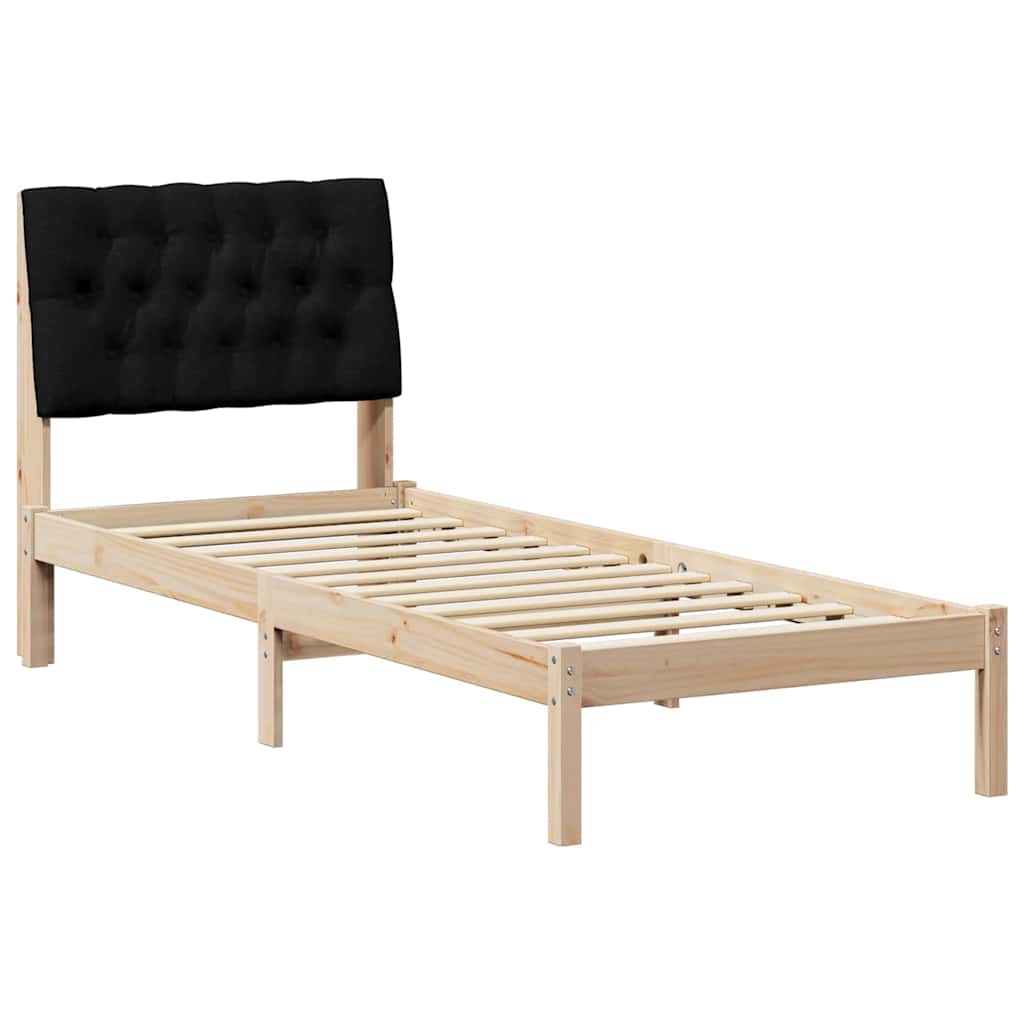 vidaXL Ramka łóżka z tapicerowanym wezgłowiem Brązowy 75 x 190 cm