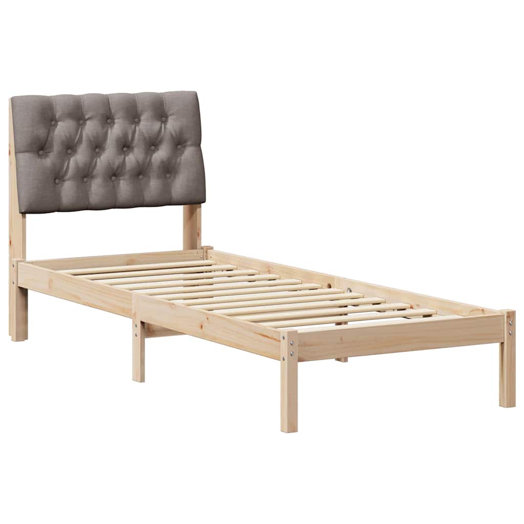 vidaXL Ramka łóżka z tapicerowanym wezgłowiem Brązowy 75 x 190 cm