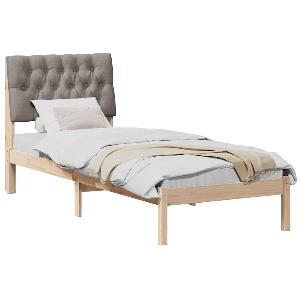 vidaXL Ramka łóżka z tapicerowanym wezgłowiem Brązowy 75 x 190 cm
