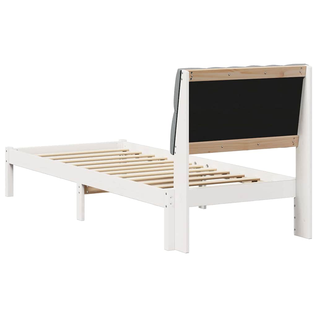 vidaXL Ramka łóżka z tapicerowanym wezgłowiem Biały 75 x 190 cm